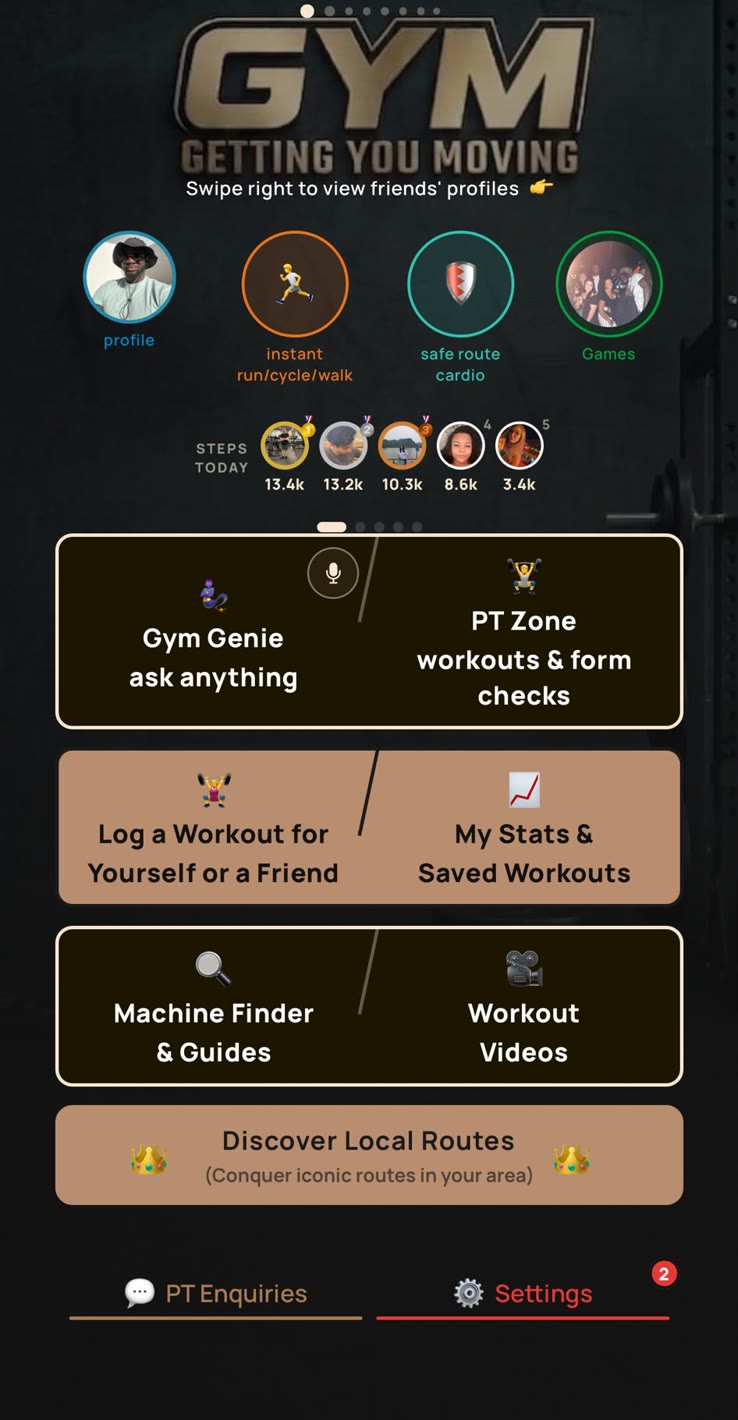 The old GYM home screen
